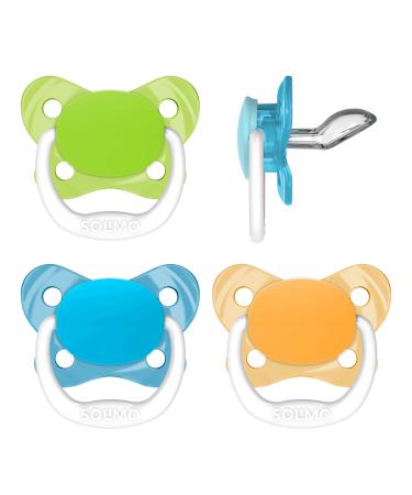 Amazon Brand - Solimo Orthodontic Baby Pacifier Stage 1 (0-6M) BPA Free Assorted Colors (Pack of 4)