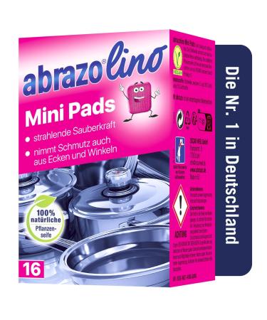 Abrazo Abrazolino - 16 cleaning pillows for pots grill oven handy flush with vegan plant soap kitchen sponge cleaning sponge 1 pack of 16 pieces.