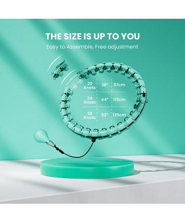 GOBEES Weighted Fitness Hoop for Plus Size Adults - Smart Exercise Hoop for Women - Adjustable 2 in 1 Circular Massage with 28 Detachable Knots - Green - Buy Online on SooperMarket.com