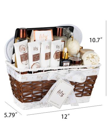 Coconut Milk Spa Gift Basket for Women - 18pc Bath Set with Bombs, Bubble Bath, Shower Gel, Scrub & More - Buy Online on SooperMarket.com