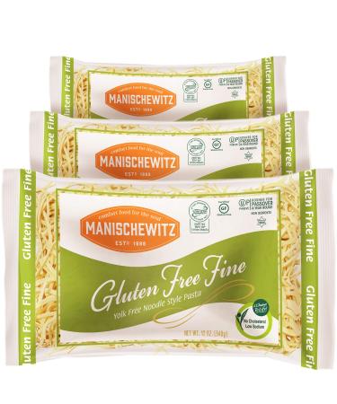 Manishewitz Gluten Free Fine Noodles 12oz (3 Pack) All Natural, Yolk Free, Low Sodium, Kosher for Passover and Year Round