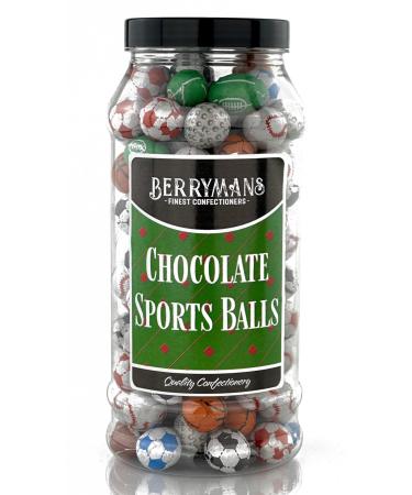 Original Chocolate Sports Balls Footballs Basketballs Rugby Retro Sweets Gift Jar By Berrymans Sweet Shop - Classic Sweets Traditional Taste. Chocolate Sports-Balls