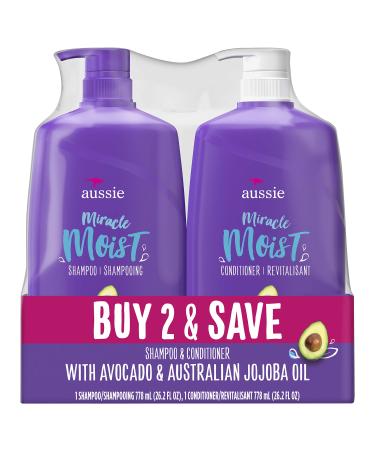 Aussie Miracle Moist Shampoo & Aussie Miracle Moist Conditioner, 26.2 Fl Oz (Pack of 2)