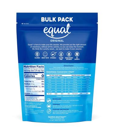 EQUAL 0 Calorie Sweetener Granulated Sugar Substitute, 1lb Bulk Bag, Blue, Pack of 1 - Buy Online on SooperMarket.com
