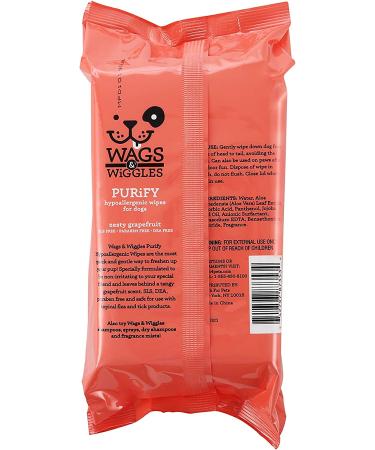 Wags & Wiggles Purify Hypoallergenic Dog Wipes - 100 Count Zesty Grapefruit Scented Pet Wipes - Buy Online on SooperMarket.com