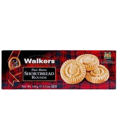 Walkers Shortbread Rounds Shortbread Cookies, 5.3 Ounce Box (Pack of 4), (140) Rounds 5.3 Ounce (Pack of 4)
