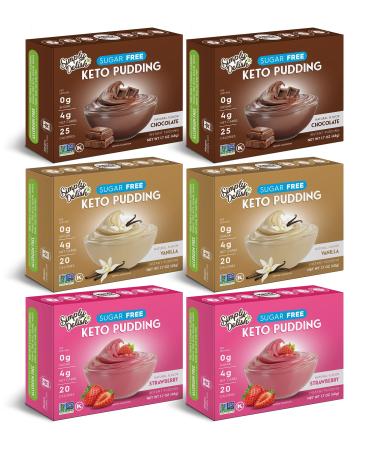 Simply Delish Instant Pudding Mix Variety Pack - Plant Based Guilt Free Desserts - All Natural, Sugar Free, Non GMO, Gluten Free, Fat Free, Vegan, Keto Friendly - 0.7 OZ (Pack of 6) 1.76 Ounce (Pack of 6)