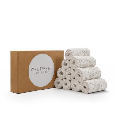 Weltwerk plaster bandages for plaster printing baby bump (10 -Set white) plaster bands for handicrafts - quick -drying including e -book with instructions and handicrafts - binding plaster imprint
