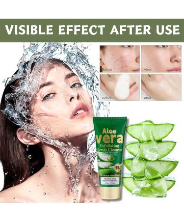 Aloe Vera Exfoliating Scrub Cleanser Aloe Vera Gel Face Wash Natural Acne Face Wash Face Wash For Men & Women Cream Cleanser For Acne Prone & Oily Skin Face Wash - Soothe Purify Facial Skin Care Green-Aloe Vera - Buy Online on SooperMarket.com