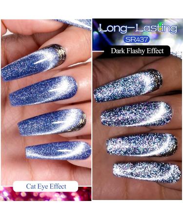 MEET ACROSS Reflective Glitter Cat Eye Gel Nail Polish Set - Magnetic UV Gel for Nail Art Salon & DIY - Buy Online on SooperMarket.com