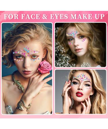 Self-Adhesive Rhinestone Face Jewels - 6 Sheets Multi-color Face Stickers for Women and Girls - DIY Makeup Gems and Nail Art Decorations - Buy Online on SooperMarket.com