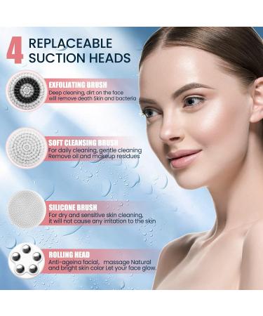 4 in 1 Facial Cleansing Brush - Electric Face Spin Brush with 4 Replacement Heads for Cleaning Exfoliating Massaging (Pink) - Buy Online on SooperMarket.com