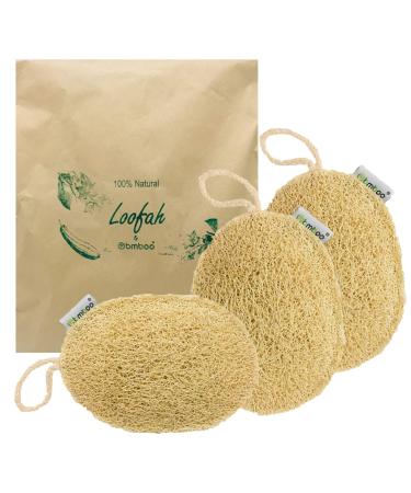100% Natural Loofah Exfoliating Sponge (3 Pack) - Loofah Body Scrubber - Loofah Sponge - Organic Loofah - Exfoliating Body Sponge - Biodegradable Loofah - Bath Luffa Sponges - Exfoliating Loofah Pad
