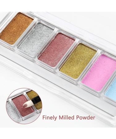Chrome Nail Powder Palette - Metallic Mirror & Holographic Aurora Shades with Eyeshadow Sticks - Nail Art DIY - Buy Online on SooperMarket.com