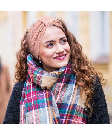 Whaline 4 Pack Twisted Knit Headbands - Winter Ear Warmer Hair Bands for Girls & Women - Fuzzy Lined & Thick Turban Head Wraps - Light Color Accessories - Buy Online on SooperMarket.com