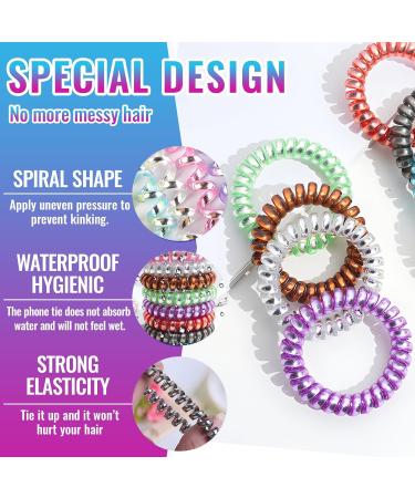 10 Pcs Spiral Hair Bobbles - Elastic Telephone Cable Hair Ties for Women & Girls - Traceless Assorted Colors - Buy Online on SooperMarket.com