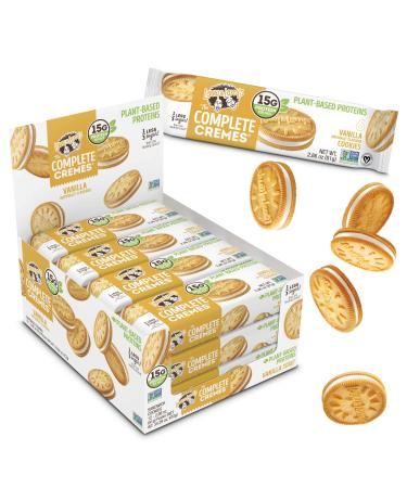 Lenny & Larry's The Complete Cremes, Sandwich Cookies, Vanilla, Vegan, 5g Plant Protein, 6 Cookies Per Pack (Box of 12)