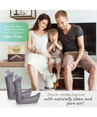 AirClear Bamboo Charcoal Shoe Deodorizer Bags - 4 Pack 3.5oz/100g | Natural Fresh Air Purifier for Shoes, Bags & Clothes | Eliminate Odors & Harmful Particles | Grey Color - Buy Online on SooperMarket.com