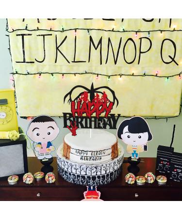 Stranger Birthday Cake Topper for Kids - Black Glitter Cartoon Themed Party Supplies - Buy Online on SooperMarket.com
