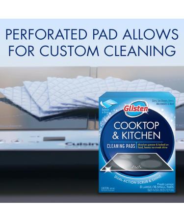 Glisten Cooktop & Kitchen Cleaning Pads - Dissolves Grease & Baked On Foods Lemon Scent 24 Large or 48 Small Pads | International Shipping - Buy Online on SooperMarket.com