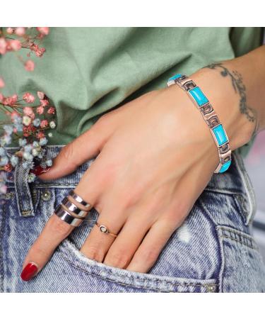 EnerCoppeX Copper Magnetic Bracelet for Women - Turquoise Jewelry with 3500 Gauss Magnet (COB-0167) - Buy Online on SooperMarket.com