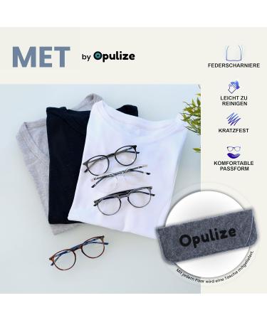 Opulize MET Reading Glasses 2 Pack - Slim Round Frame Spring Hinges Scratch-Resistant Black/Brown for Men & Women +3.50 Diopters - Buy Online on SooperMarket.com