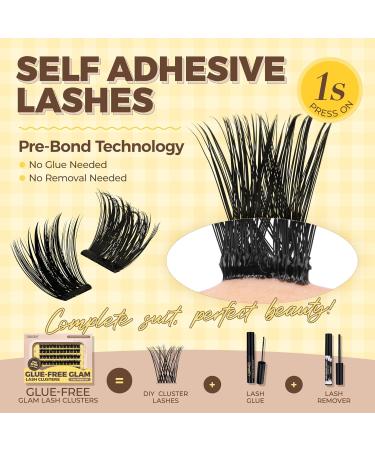 LASHVIEW Self Adhesive Lashes - 10-16mm Eyelash Extension Kit | No Glue Needed | DIY Press-on Clusters with Tweezers - Shop Internationally - Buy Online on SooperMarket.com