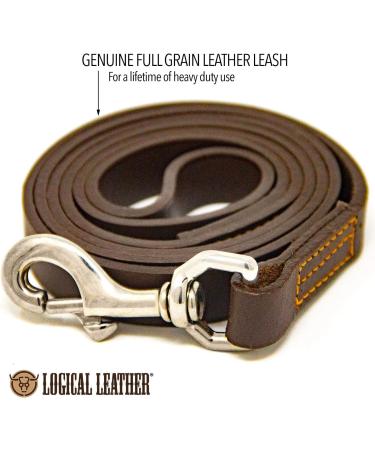 Logical Leather 4 Ft Dog Training Leash - Heavy Full Grain Brown Leather Lead - Buy Online on SooperMarket.com