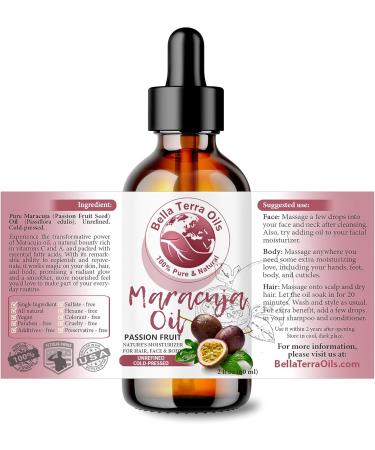 Buy Bella Terra Maracuja Oil 2oz - Cold-Pressed Rich in Vitamin C & Linoleic Acid for Smooth Skin - International Shipping Available - Buy Online on SooperMarket.com