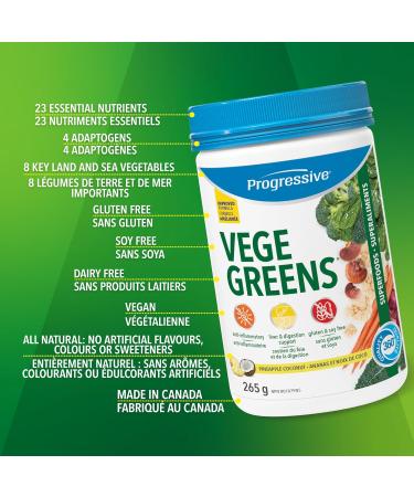 Progressive Vegegreens Pineapple Coconut Flavour 265 g Anti-Inflammatory plus Liver & Digestion Support Pineapple Coconut 265 g - Buy Online on SooperMarket.com