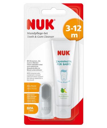 NUK 10256396 Oral Care Set Consisting of Baby Toothpaste with Natural Apple/Banana Flavour and Finger Toothbrush/BPA-Free