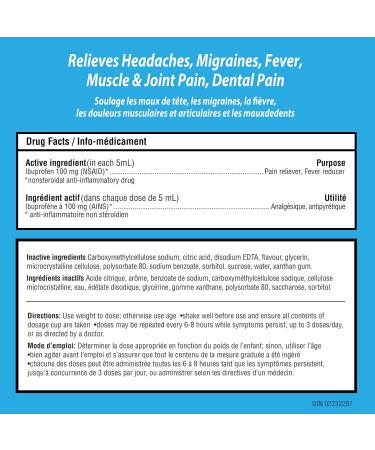 Children's Advil (100 mL Bubble Gum Flavour) Ibuprofen Suspension Dye Free Temporary Fever Reducer 100 ml (Pack of 1) Bubble Gum - Buy Online on SooperMarket.com