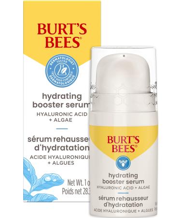 Burt's Bees Hyaluronic Acid Face Serum  Hydrates & Boosts Skin Naturally for Smoother  Glowing Skin Tone  Lightweight  with Algae - Hydrating Booster Facial Serum (1 oz) Hydrating Booster Serum