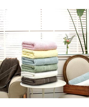 Aibaser Bamboo Cotton Bath Towels - 27x54 inch - 6 Piece Set - Ultra Absorbent - White Bath Towels - Buy Online on SooperMarket.com