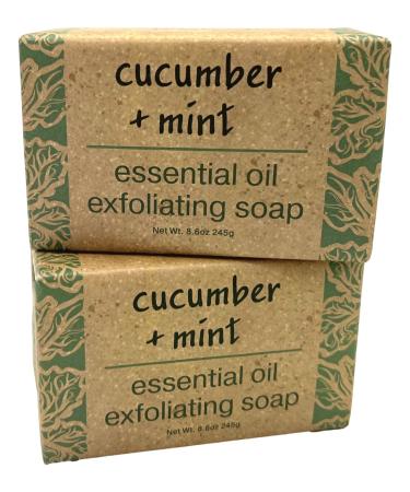 Greenwich Bay Trading Co Essential Oil Cucumber and Mint Exfoliating Bath Bar Soap Set of 2 8.6 Ounces Each