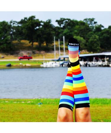 NEWZILL Rainbow Stripes Compression Socks 20-30 mmHg for Women & Men - Large-X-Large - Buy Online on SooperMarket.com