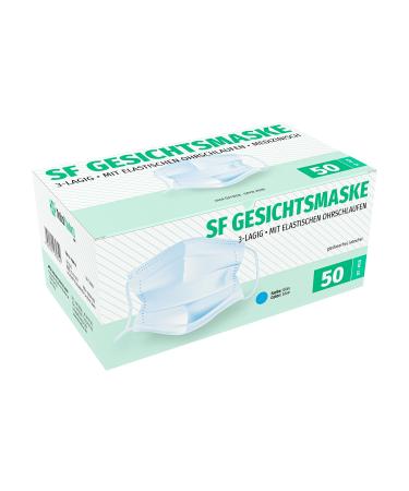 SF Mundschafts 50 pieces Medical Surgical Type II standard EN 14683 Certified mouth protection masks op masks 3-layer mouth protection facial mask disposable mask mouth and nose protection