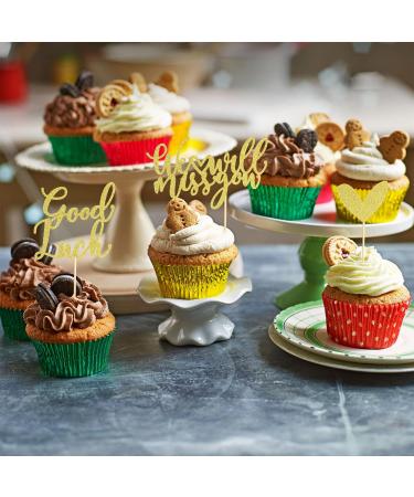 Arthsdite 24Pcs We Will Miss You Cupcake Toppers Glitter Red Love Heart Good Luck Cupcake Picks Retirement Theme Going Away Party Cake Decorations - Gold Glitter Gold Cupcake Toppers - Buy Online on SooperMarket.com
