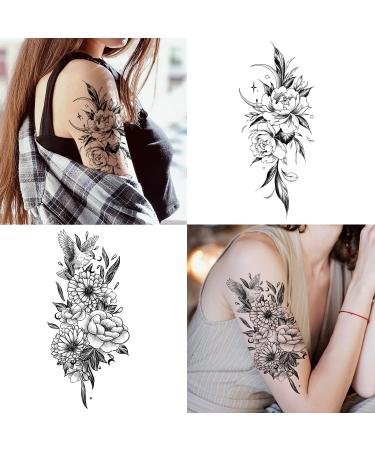 Cerlaza Large Temporary Flower Tattoos for Women - Realistic & Long Lasting Arm Half Sleeves Fake Tattoos - Waterproof & Lasting - 10 Sheets - Buy Online on SooperMarket.com