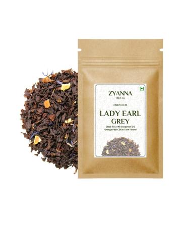 Zyanna Lady Earl Grey Tea - Premium Black Tea with Bergamot Oil Orange Peels(3.53oz-100g-50 Cups) Loose Tea-Eco Friendly Packing-Natural Ingredients-Brew Hot or Iced Tea