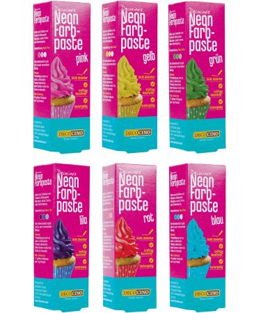Decocino neon food paste 6 Set-high-dose food color-to color cakes tarts muffins cupcakes-tasteless