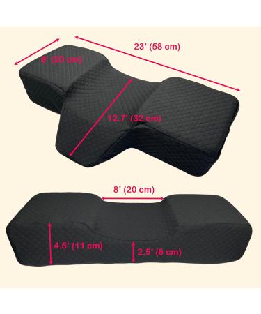 Curved Memory Foam Pillow for Eyelash Extensions - 2 Pillows Bundle with Neck & Back Support Tool Pockets (Black - Buy Online on SooperMarket.com