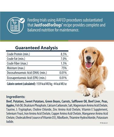 JustFoodForDogs Fresh Frozen Beef & Russet Potato Dog Food - Human Quality Ingredients - 7 Pack - Buy Online on SooperMarket.com