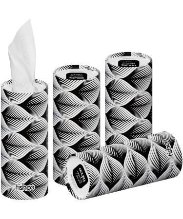 TiShoo Extra Soft 4-Latz handkerchiefs with moisturizer |For cup holders in the car at home and travel |16 tubes in plastic -free packaging |Monochrome/Waves Mono/Waves 16 pieces (1 Pack)