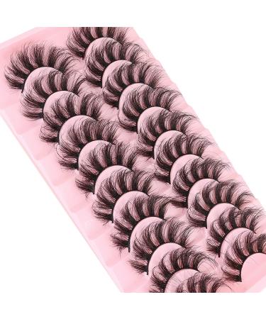 MilyBest 18mm Fluffy Cat Eye False Eyelashes - 10 Pairs | D Curl Volume Faux Mink Lashes for Natural Wispy Look - Pack A - Buy Online on SooperMarket.com