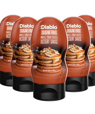 Diablo Maple Syrup Dessert Sauce | Sugar Free | Gluten Free | Diabetic Friendly | Hamper Available - Perfect for Gifting | 390g Maple 1.95 l (Pack of 1)