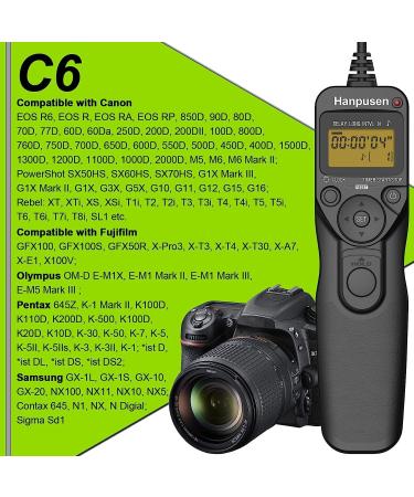 Timer Remote Shutter Release Intervalometer for Canon EOS R6 R RA RP, Fujifilm GFX100S R X-Pro3 X-T4, Olympus OM-D E-M1X Mark II III C6 - Canon Fuji Olympus - Buy Online on SooperMarket.com