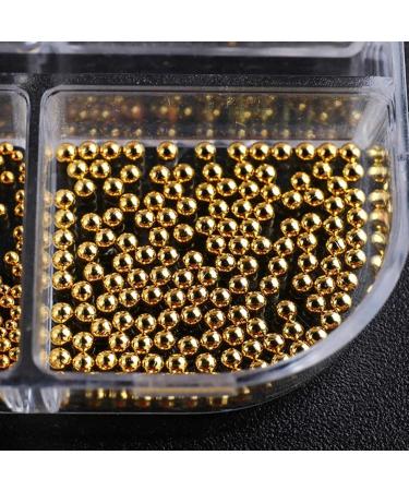 SRMAN 1Box Pearl Decorations Nail Charms White Round Nail Parts Gold Steel Beads Balls Jewelry Nail Art Accessories Color:ZZ01 - Buy Online on SooperMarket.com