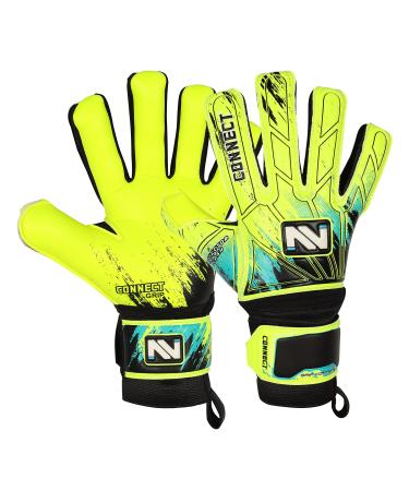 Connect children football goalkeeper gloves with super grip latex goalkeeper gloves children boys & girls junior football goalkeeper gloves for training 5 fluorescent yellow