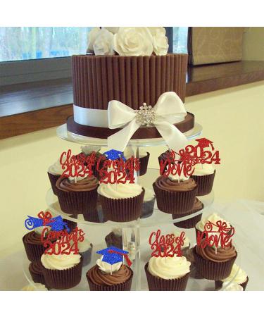 Rsstarxi 24 Pack Class of 2024 Cupcake Toppers 2024 Graduation Food Appetizer Picks 2024 Congrats Grad Cap Done Diploma Cupcake Picks for 2024 Graduation Theme Party Cake Decorations Red Blue - Buy Online on SooperMarket.com